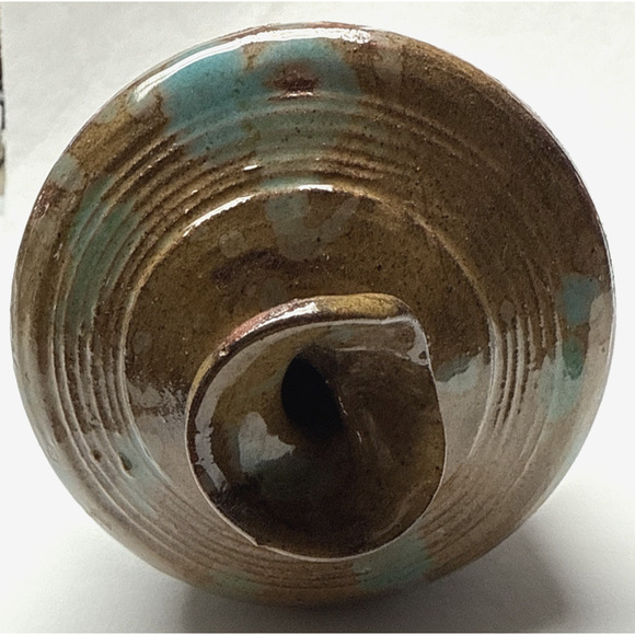 MCM Bailey Studio Art Pottery Glazed Vase Weed Pot Brown Green As Is - Picture 14 of 15